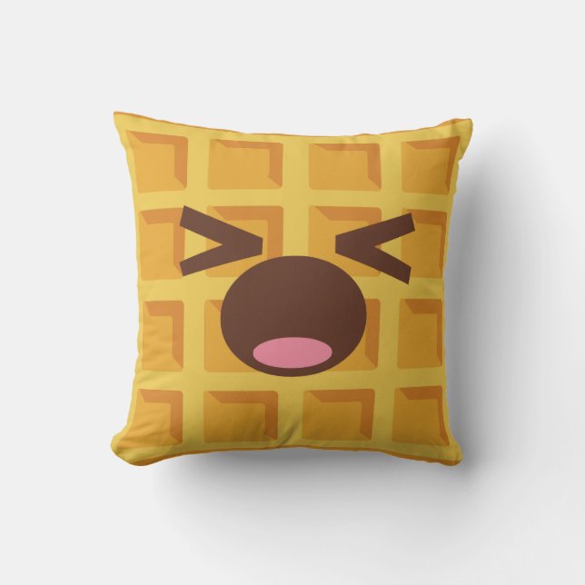 Kawaii Cartoon Waffle Sleeping Cute Breakfast Cushion (Front)