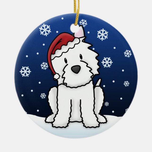 Kawaii Cartoon Westie Christmas Ornament (Front)