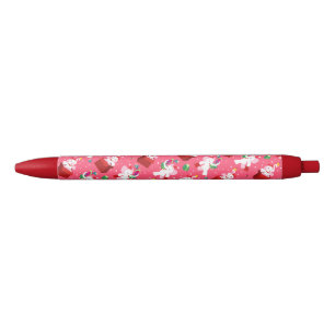 Kawaii Cartoon X-mas White Elephant Black Ink Pen