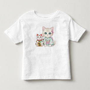 Kawaii Cat and Maneki Neko, by Natasha Us Toddler T-Shirt