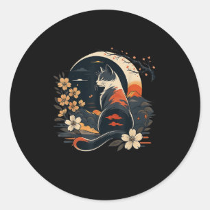 Kawaii Cat Anime Japanese Funny Art Men Women Kids Classic Round Sticker