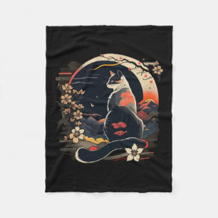Kawaii Cat Anime Japanese Retro Men Women Kids Fun Fleece Blanket
