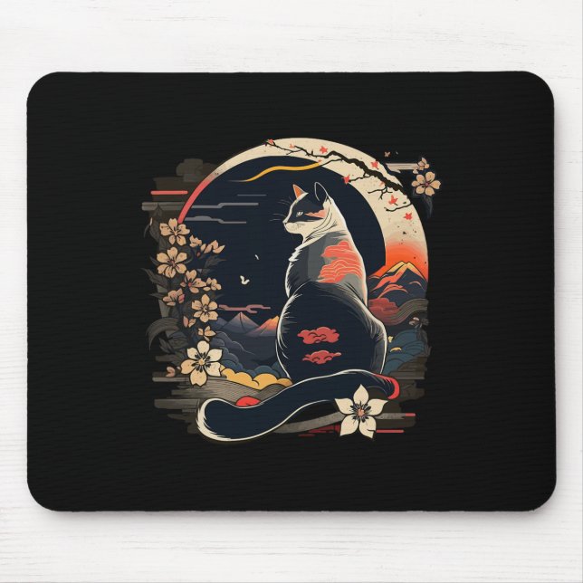 Kawaii Cat Anime Japanese Retro Men Women Kids Fun Mouse Pad (Front)