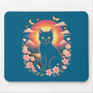 Kawaii Cat Anime Japanese Retro Men Women Kids Fun Mouse Pad