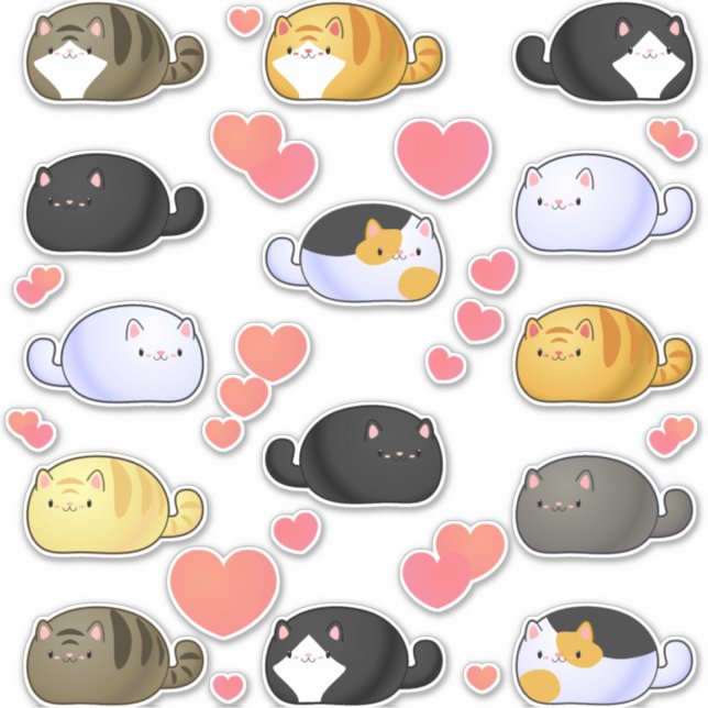 Kawaii Cat Assortment Vinyl Stickers (Front)
