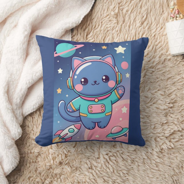 Kawaii Cat Astronaut Space Adventure Cute Cosmos Cushion (Blanket)