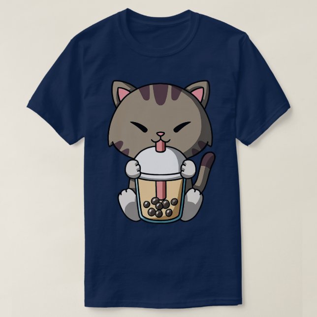 Kawaii Cat Boba Milk Tea Bubble Tea Anime Premium  T-Shirt (Design Front)