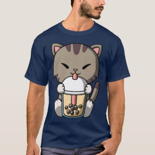 Kawaii Cat Boba Milk Tea Bubble Tea Anime Premium  T-Shirt