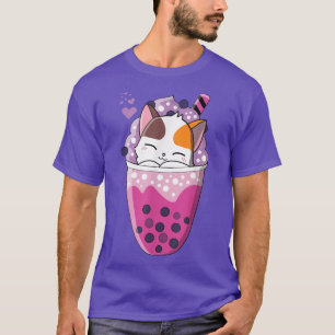 Kawaii Cat Boba Tea Funny Japanese Anime Bubble Te T-Shirt