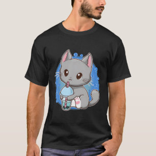 Kawaii Cat Bubble Milk Tea For T-Shirt