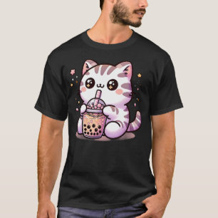 Kawaii Cat Bubble Tea Boba Tea Anime Neko T-Shirt