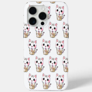 Kawaii cat bubble tea iPhone 15 pro max case