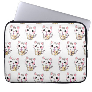 Kawaii cat bubble tea laptop sleeve