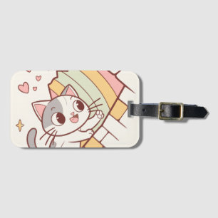 Kawaii Cat Bursting Through Luggage Tags cute 