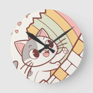 Kawaii Cat Bursting Wall clock cute 