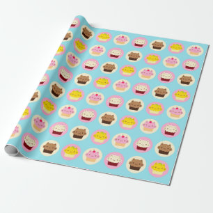 Kawaii Cat Cupcakes Wrapping Paper