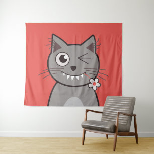 Kawaii cat cute cartoon kitty tapestry