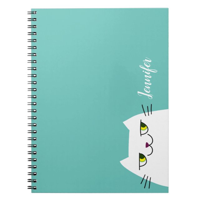 Kawaii Cat Cute Pastel Blue Notebook (Front)