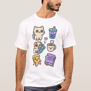 Kawaii Cat, Dog & Food Lovers Mug T-Shirt