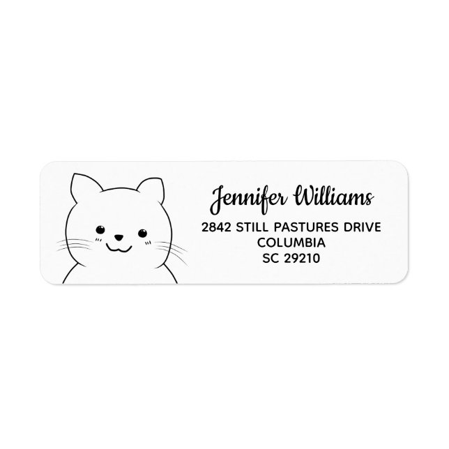 Kawaii Cat Drawing Personalised Address Labels (Front)