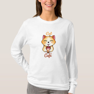 kawaii cat drinking Boba Milk tea T-Shirt