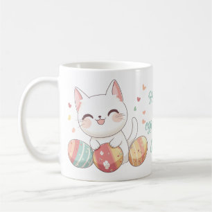 Kawaii Cat Easter Mug with Eggs – Cat Lovers Gift