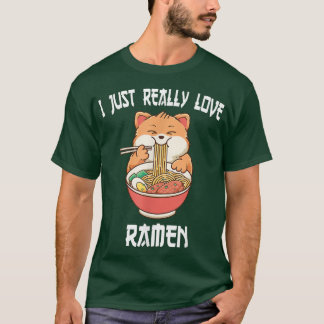 Kawaii cat eat ramen Japanese Anime Noodles T-Shirt