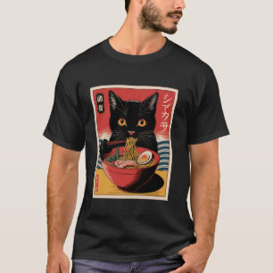 Kawaii Cat Eating Ramen Cute Japanese Noodles Funn T-Shirt