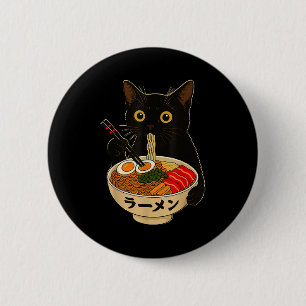 Kawaii Cat Eating Ramen Noodles Funny Anime Gift G 6 Cm Round Badge