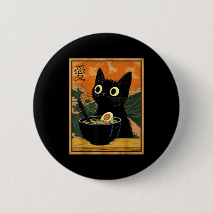 Kawaii Cat Eating Ramen Noodles Funny Anime Gift G 6 Cm Round Badge