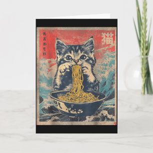 Kawaii Cat Eating Ramen Noodles Funny Anime Gift G Card