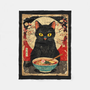 Kawaii Cat Eating Ramen Noodles Funny Anime Gift G Fleece Blanket