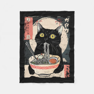Kawaii Cat Eating Ramen Noodles Funny Anime Gift G Fleece Blanket
