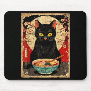 Kawaii Cat Eating Ramen Noodles Funny Anime Gift G Mouse Pad