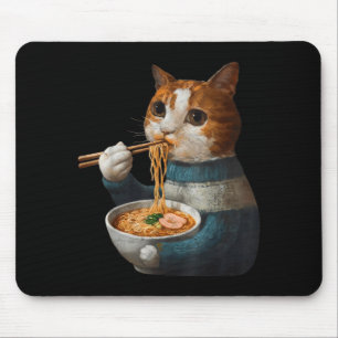 Kawaii Cat Eating Ramen Noodles Funny Anime Gift G Mouse Pad