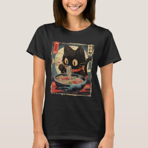 Kawaii Cat Eating Ramen Noodles Vintage Japanese M T-Shirt