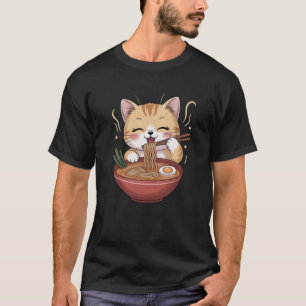 Kawaii Cat Eating Ramen T-Shirt