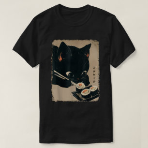 Kawaii Cat Eating Sushi Japanese Anime Cute Cat T-Shirt