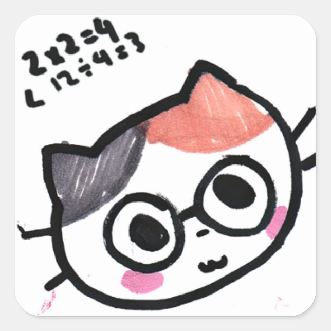 Kawaii Cat Emoji by Eisley Square Sticker (Front)