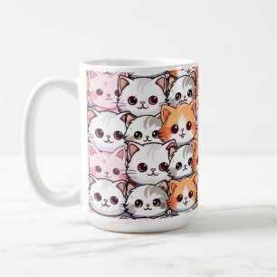 Kawaii Cat feline Kitten pet face doodle print pat Coffee Mug