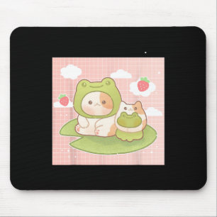 Kawaii Cat Frog Strawberry Retro 90s Cottagecore A Mouse Pad