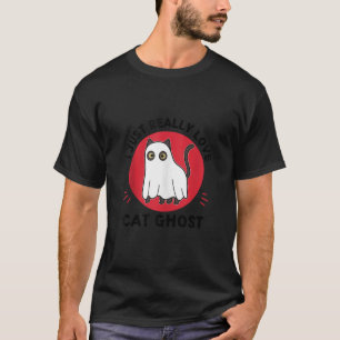 Kawaii Cat Ghost I Just Really Love Cute Cat Ghost T-Shirt