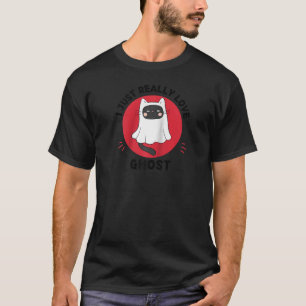 Kawaii Cat Ghost I Just Really Love Cute Cat Ghost T-Shirt