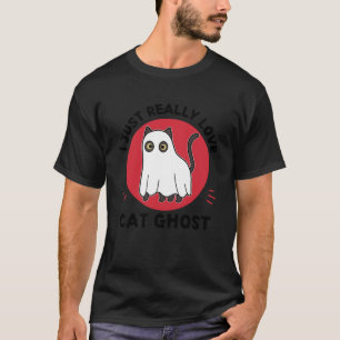 Kawaii Cat Ghost I Just Really Love Cute Cat Ghost T-Shirt