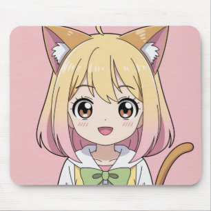 Kawaii Cat Girl Anime Mousepad