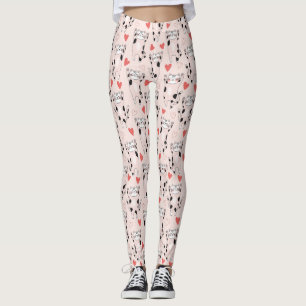 Kawaii Cat & Hearts Valentine Pattern (2) Leggings