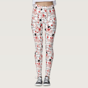 Kawaii Cat & Hearts Valentine Pattern (3) Leggings