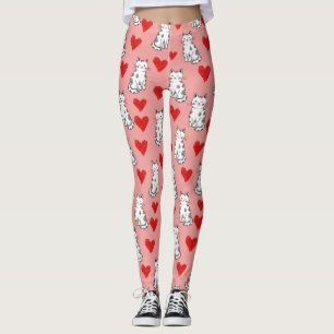 Kawaii Cat & Hearts Valentine Pattern (5) Leggings