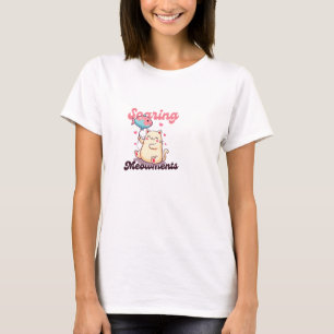 Kawaii Cat Holding a Balloon – Adorable Cartoon T-Shirt