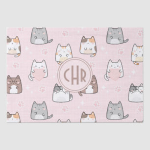 Kawaii Cat in a Pink Background Tissue Paper